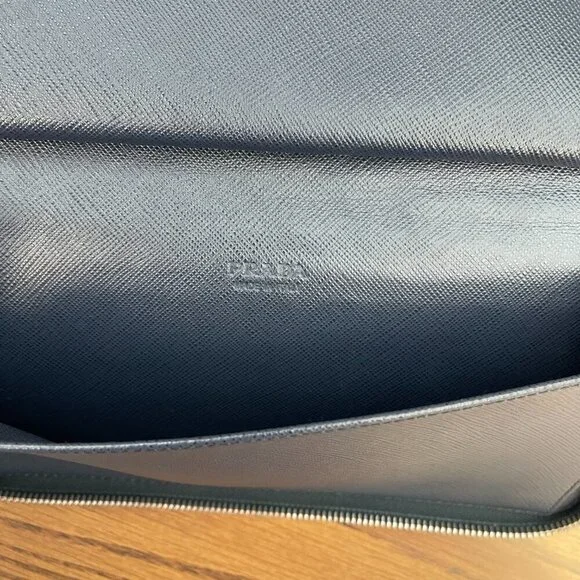 Prada 2ML220 Navy Saffiano Leather Long Organizer Wallet - Preowned